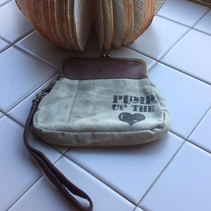 Mona B Upcycled “Pump Up the Heart” wristlet